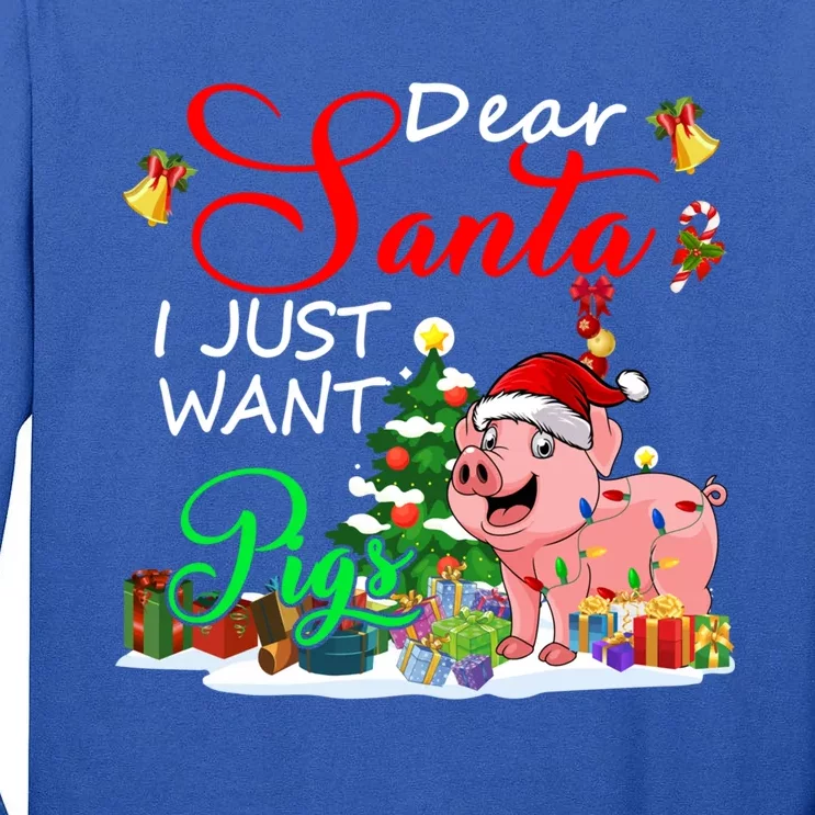 I Just Want Pigs Christmas Farmer Santa Pig Lover Gift Tall Long Sleeve T-Shirt