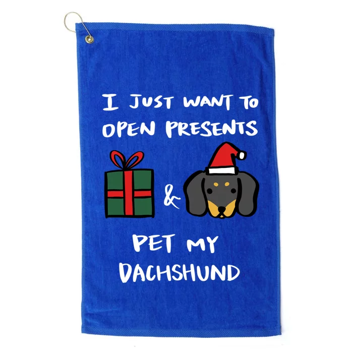 I Just Want To Open Presents And Pet My Dachshund Christmas Cute Gift Platinum Collection Golf Towel