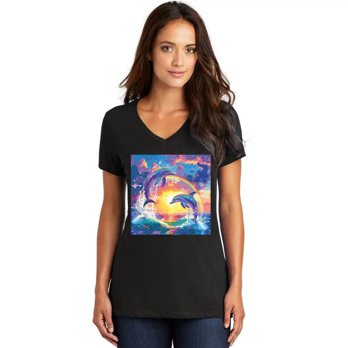 I Just Wanna Be Part Of Your Symphony Symphony Dolphin Meme Women's V-Neck T-Shirt