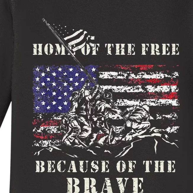 Iwo Jima WWII Veteran Memorial Day USA Flag Army Patriotic Baby Long Sleeve Bodysuit