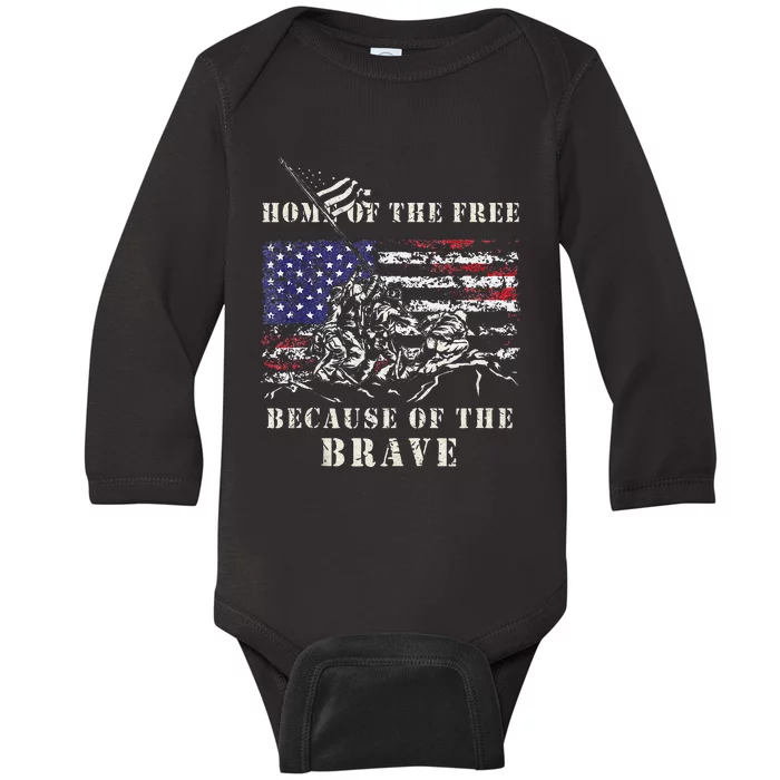 Iwo Jima WWII Veteran Memorial Day USA Flag Army Patriotic Baby Long Sleeve Bodysuit