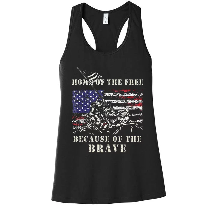 Iwo Jima WWII Veteran Memorial Day USA Flag Army Patriotic Women's Racerback Tank