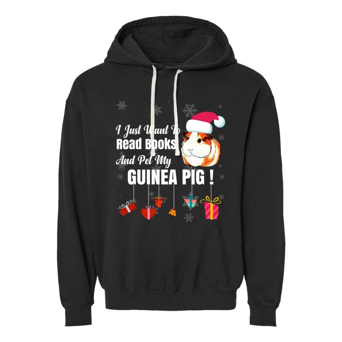 I Just Want To Read Books Cute Guinea Pig Christmas Gift Garment-Dyed Fleece Hoodie