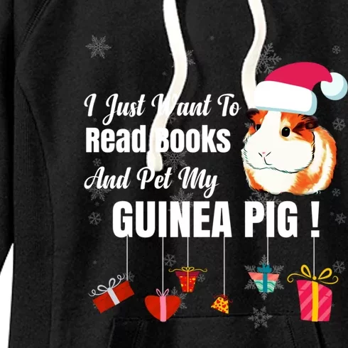 I Just Want To Read Books Cute Guinea Pig Christmas Gift Women's Fleece Hoodie