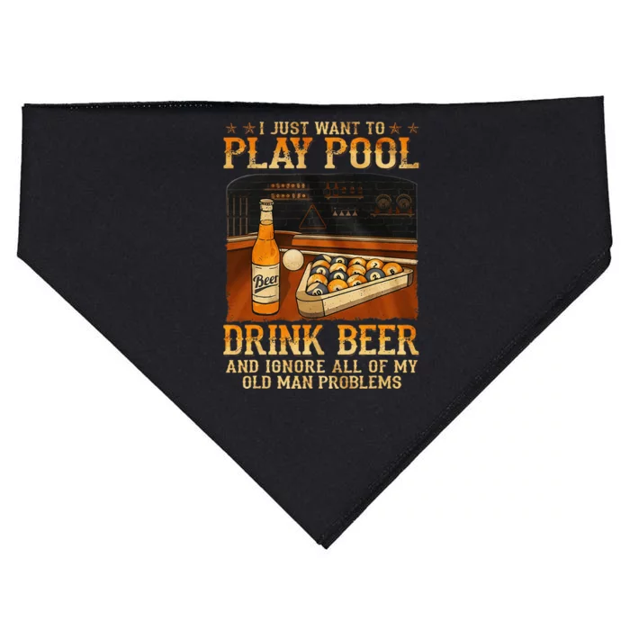 I Just Want To Play Pool Drink Beer And Ignore Old Man USA-Made Doggie Bandana