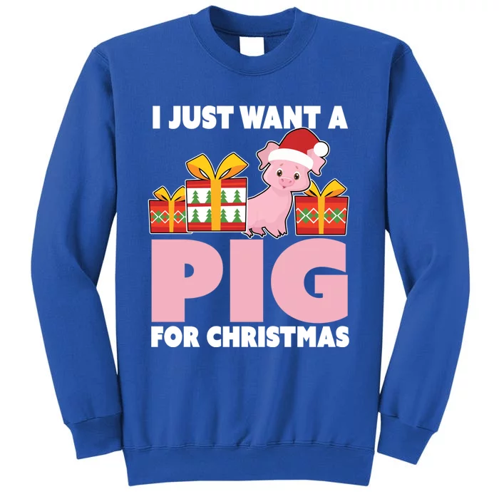 I Just Want A Pig For Christmas Cute Pig Christmas Gift Tall Sweatshirt