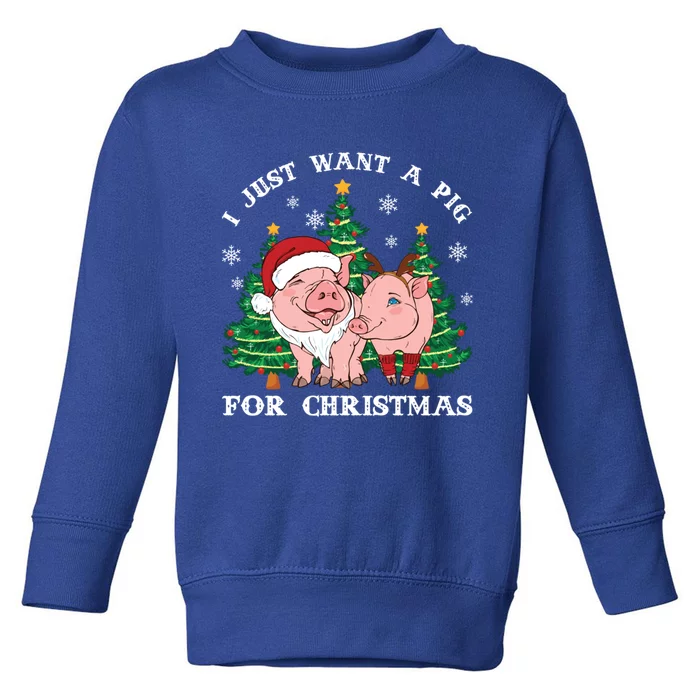 I Just Want A Pig For Christmas Holiday Tree Piglet Cute Cute Gift Toddler Sweatshirt