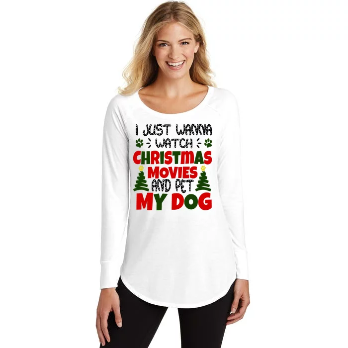 I Just Want To Watch Christmas Moves And Pet My Dog Women's Perfect Tri Tunic Long Sleeve Shirt