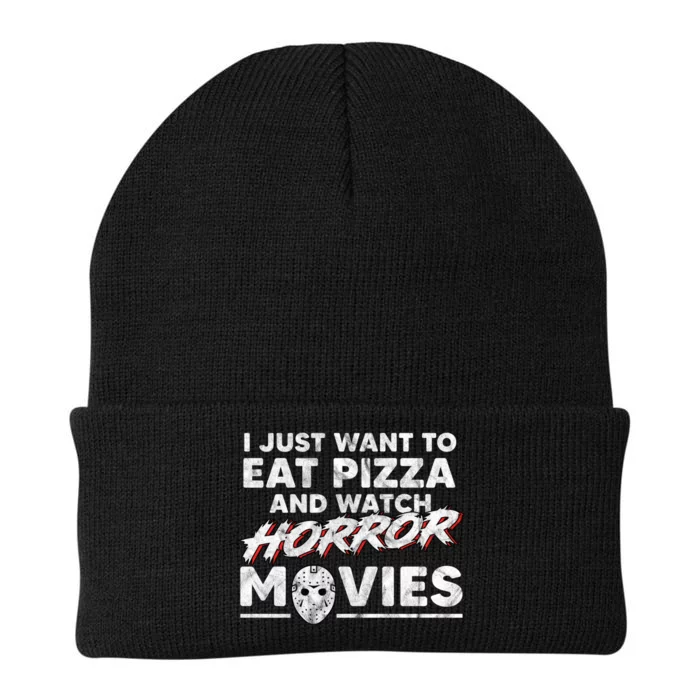 I Just Want To Eat Pizza And Watch Horror Movies Halloween Knit Cap Winter Beanie