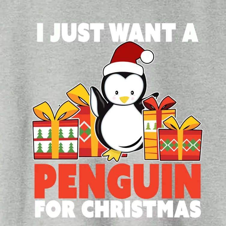 I Just Want A Penguin For Christmas Cute Penguin Christmas Gift Women's Crop Top Tee