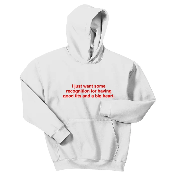 I Just Want Some Recognition For Having Good Tits And A Big Heart Kids Hoodie