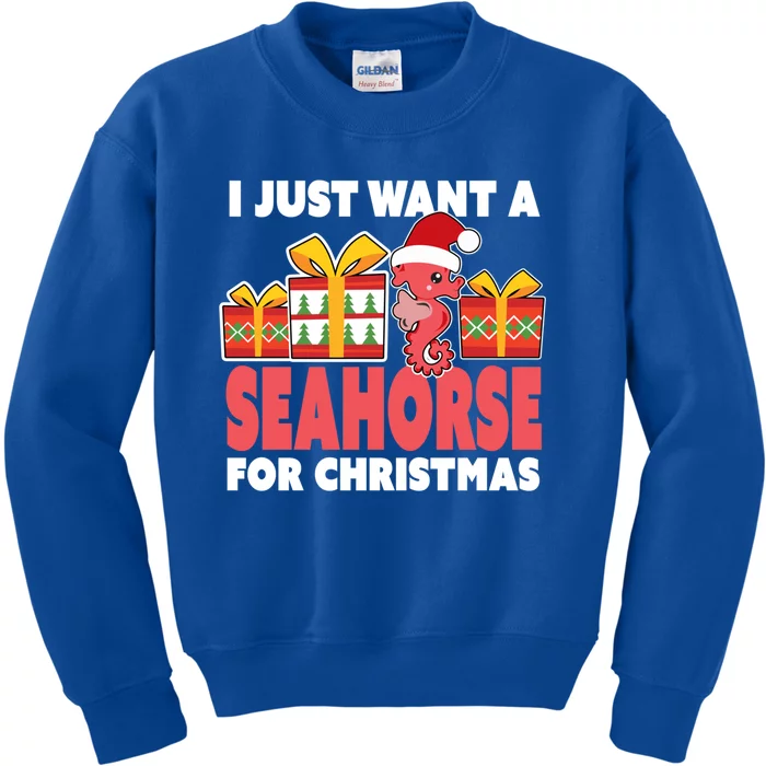 I Just Want A Seahorse For Christmas Christmas Seahorse Gift Kids Sweatshirt