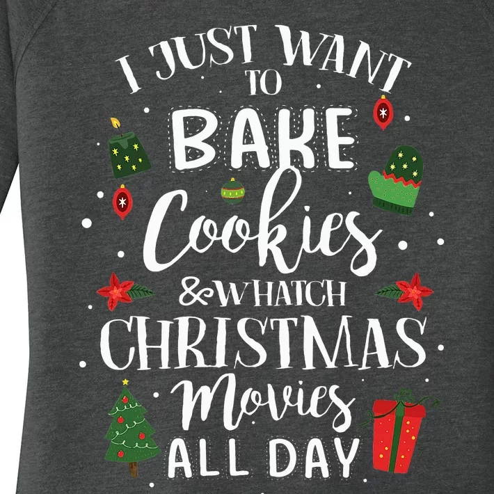 I Just Want To Bake Stuff And Watch Christmas Movies Women's Perfect Tri Tunic Long Sleeve Shirt