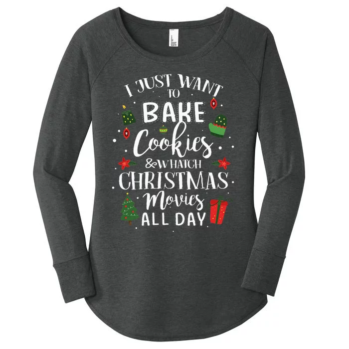 I Just Want To Bake Stuff And Watch Christmas Movies Women's Perfect Tri Tunic Long Sleeve Shirt