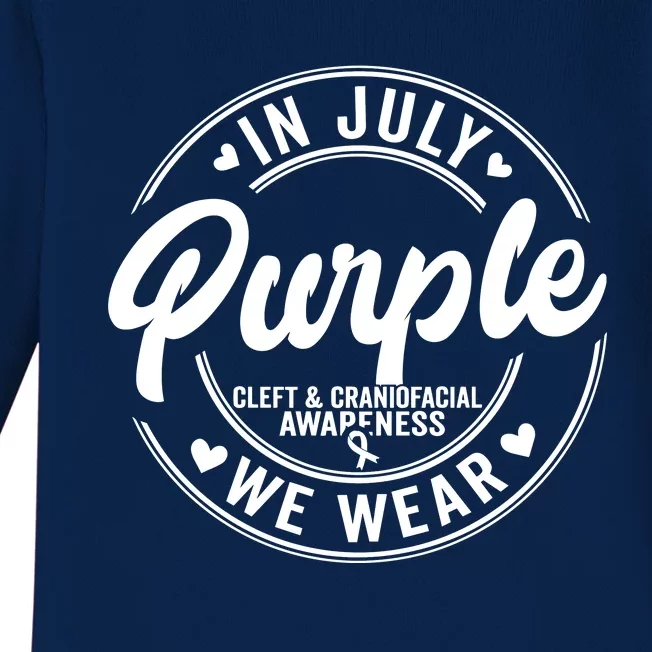 In July We Wear Purple Cleft And Craniofacial Awareness Baby Long Sleeve Bodysuit