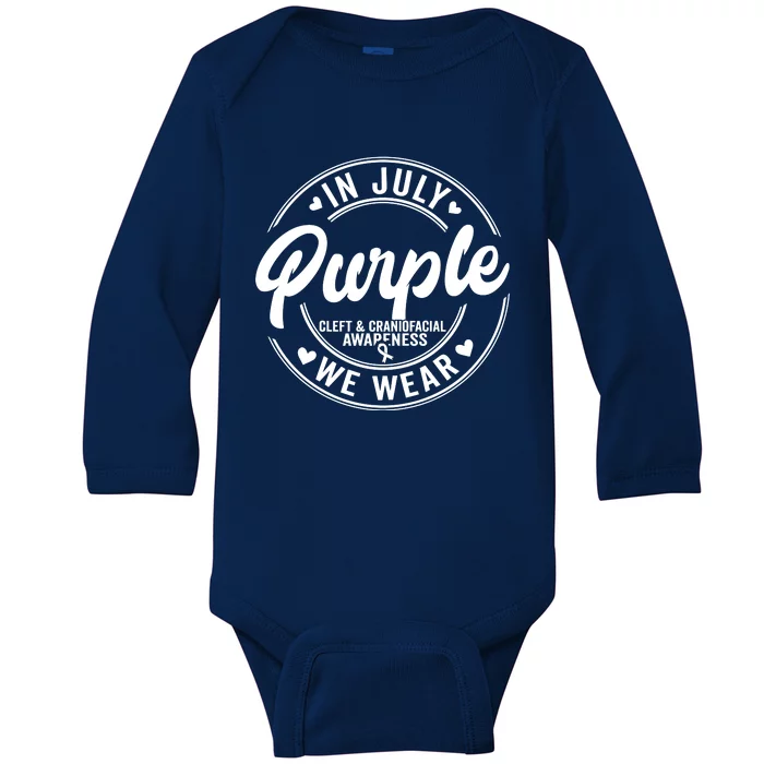 In July We Wear Purple Cleft And Craniofacial Awareness Baby Long Sleeve Bodysuit