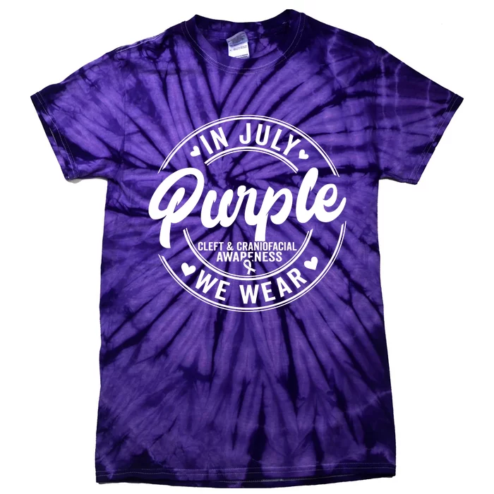 In July We Wear Purple Cleft And Craniofacial Awareness Tie-Dye T-Shirt