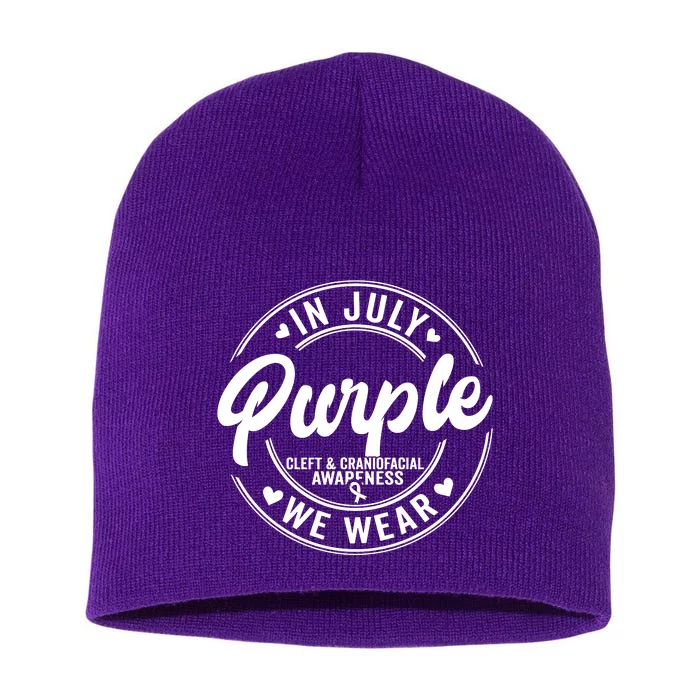 In July We Wear Purple Cleft And Craniofacial Awareness Short Acrylic Beanie