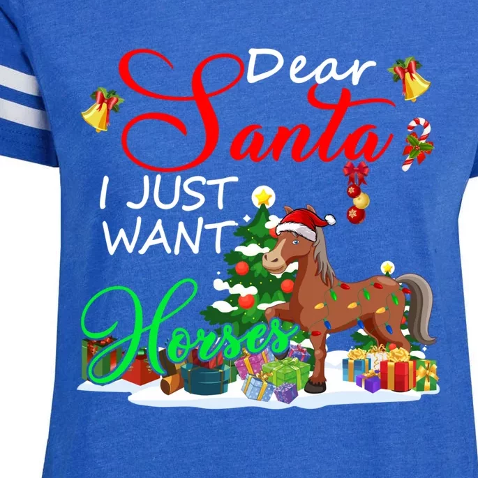 I Just Want Horses Christmas Farmer Santa Horse Lover Gift Enza Ladies Jersey Football T-Shirt