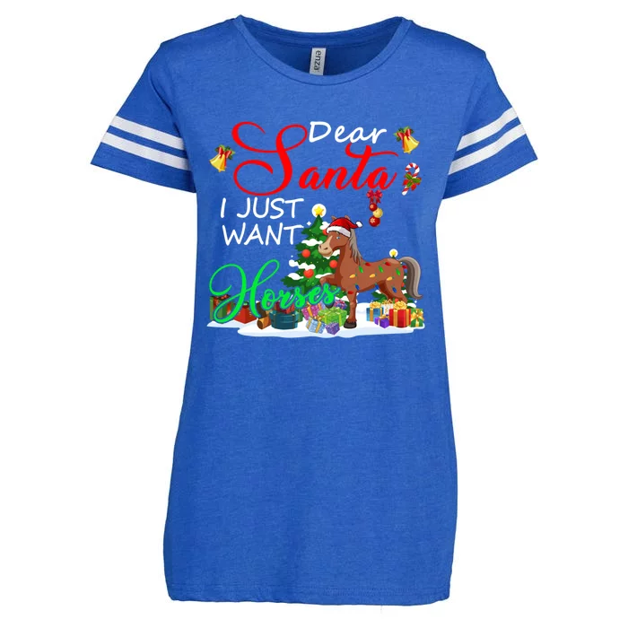 I Just Want Horses Christmas Farmer Santa Horse Lover Gift Enza Ladies Jersey Football T-Shirt