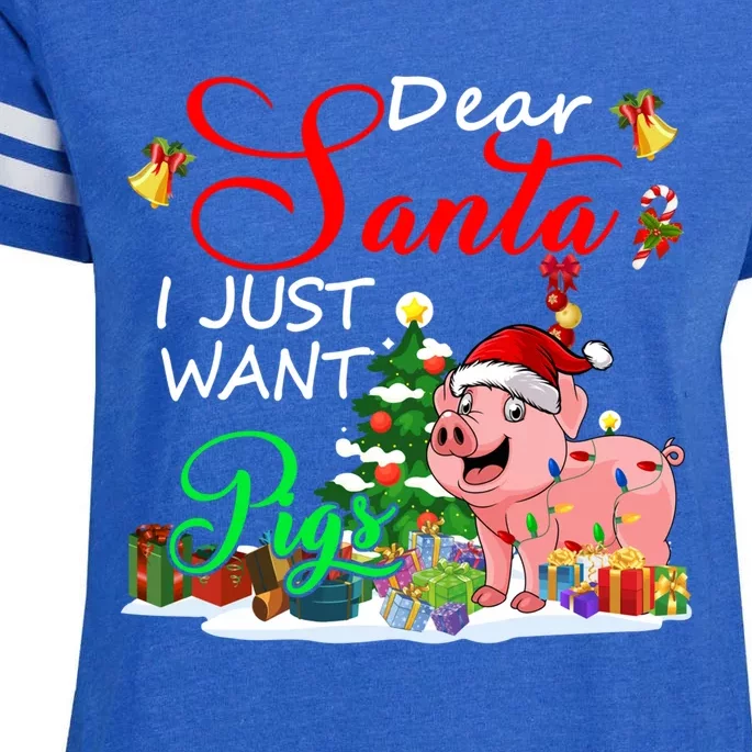 I Just Want Pigs Christmas Farmer Santa Pig Lover Meaningful Gift Enza Ladies Jersey Football T-Shirt