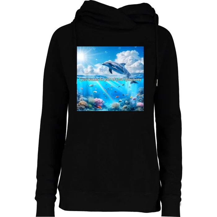 I Just Wanna Be Part Of Your Symphony Symphony Dolphin Womens Funnel Neck Pullover Hood