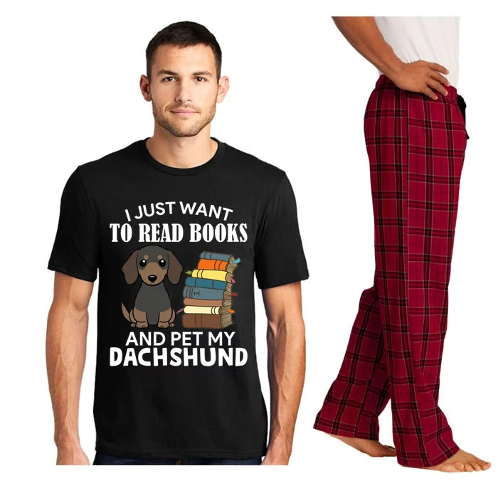 I Just Want To Read Books And Pet My Dachshund Dog Pet Lover Cool Gift Pajama Set