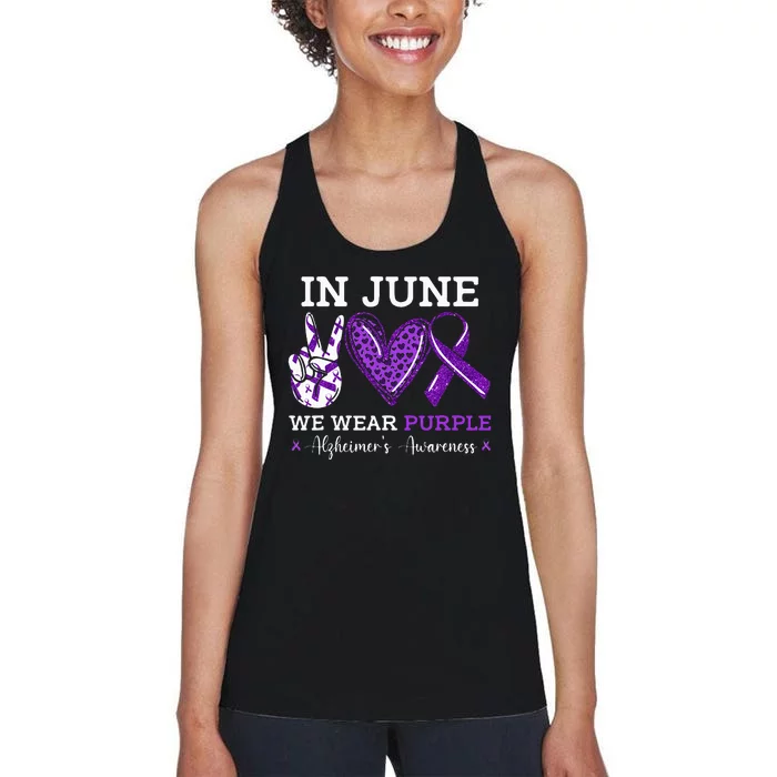 In June We Wear Purple Alzheimers Awareness Women's Racerback Tank