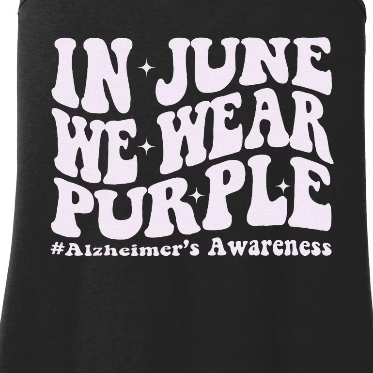 In June We Wear Purple Alzheimer's Awareness Groovy & Wavy Ladies Essential Tank