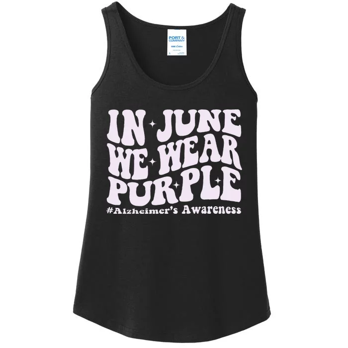 In June We Wear Purple Alzheimer's Awareness Groovy & Wavy Ladies Essential Tank