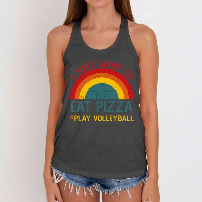 I Just Want To Eat Pizza And Play Volleyball Christmas Women's Knotted Racerback Tank