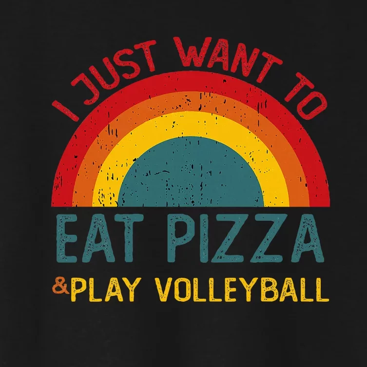 I Just Want To Eat Pizza And Play Volleyball Christmas Women's Crop Top Tee