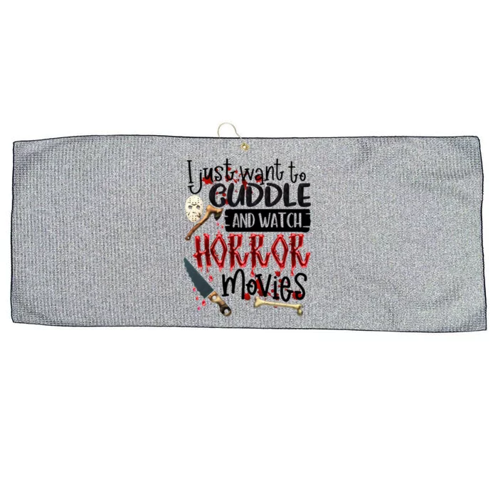 I Just Want To Cuddle And Watch Horror Movies Large Microfiber Waffle Golf Towel