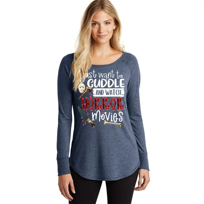 I Just Want To Cuddle And Watch Horror Movies Women's Perfect Tri Tunic Long Sleeve Shirt