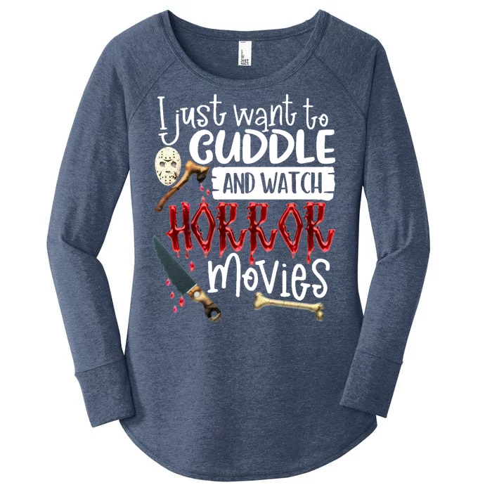 I Just Want To Cuddle And Watch Horror Movies Women's Perfect Tri Tunic Long Sleeve Shirt