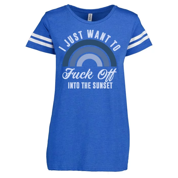 I Just Want To Fuck Off Into The Sunset Funny Enza Ladies Jersey Football T-Shirt