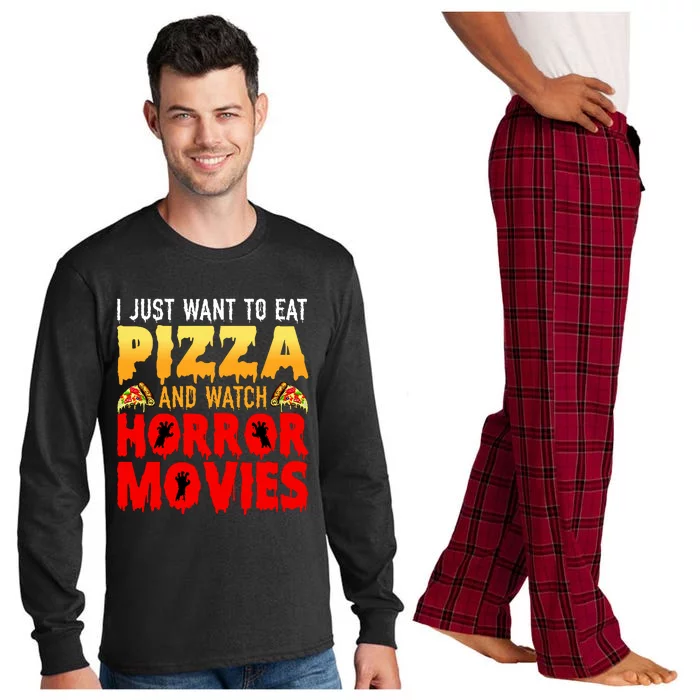 I Just Want To Eat Pizza And Watch Horror Movies Halloween Long Sleeve Pajama Set