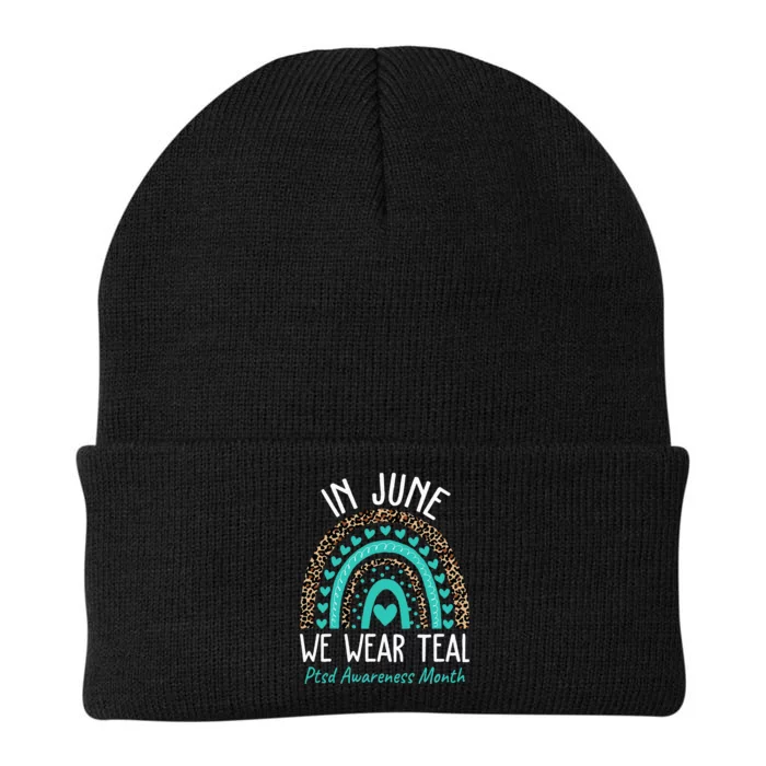 In June We Wear Teal PTSD Awareness Month Knit Cap Winter Beanie