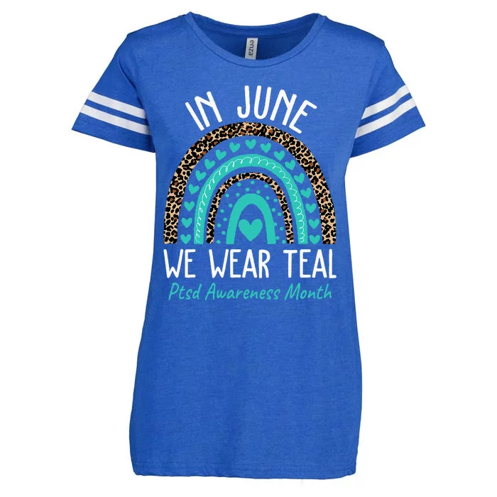 In June We Wear Teal PTSD Awareness Month Enza Ladies Jersey Football T-Shirt