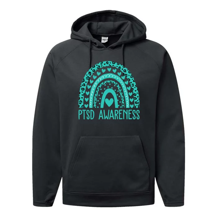 In June We Wear Teal PTSD Awareness Month Performance Fleece Hoodie