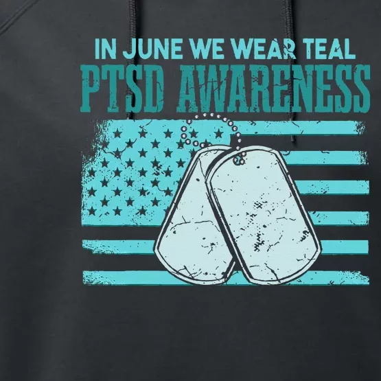 In June We Wear Teal PTSD Awareness Performance Fleece Hoodie