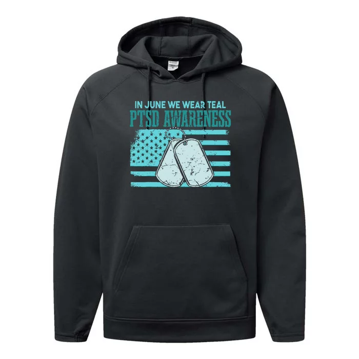 In June We Wear Teal PTSD Awareness Performance Fleece Hoodie