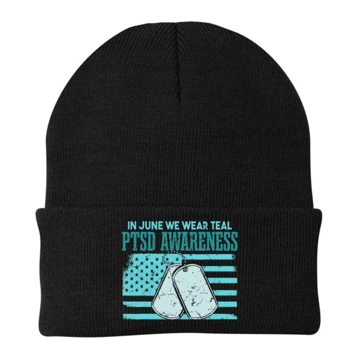 In June We Wear Teal PTSD Awareness Knit Cap Winter Beanie