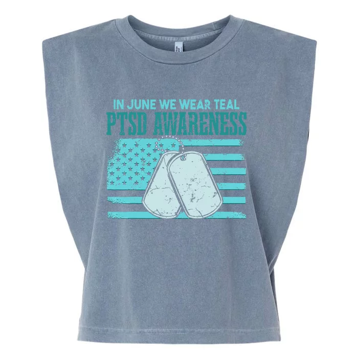 In June We Wear Teal PTSD Awareness Garment-Dyed Women's Muscle Tee