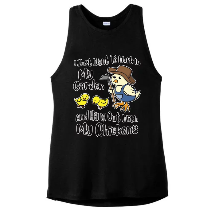 I Just Want To Work In My Garden And Hang Out With My Chickens Gift Ladies Tri-Blend Wicking Tank