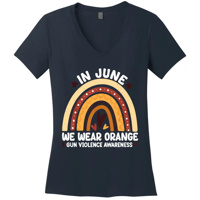 In June We Wear Orange End Gun Violence Awareness Women's V-Neck T-Shirt