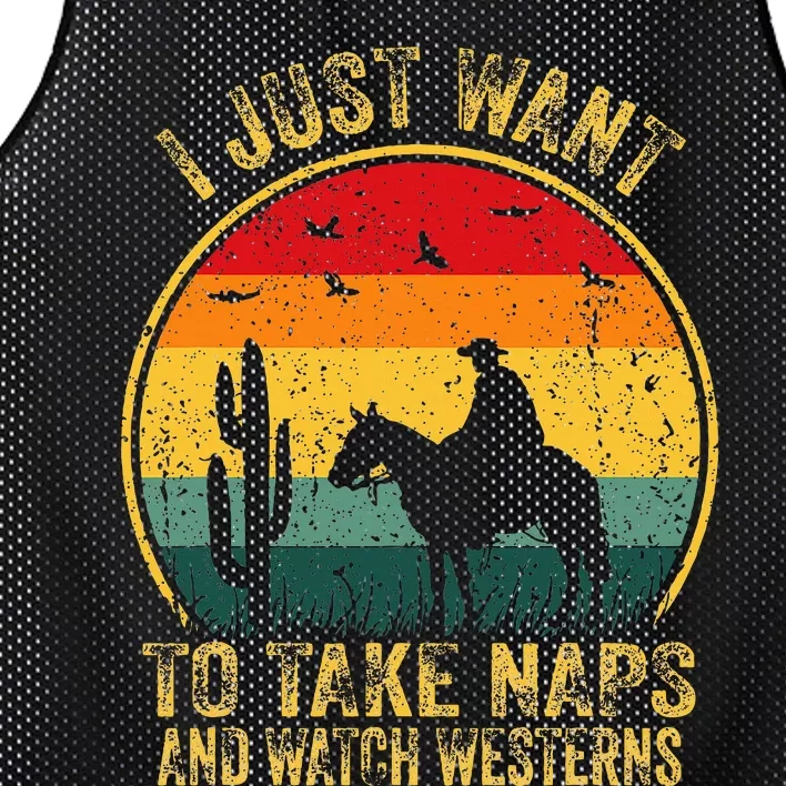 I Just Want To Take Naps And Watch Westerns Mesh Reversible Basketball Jersey Tank