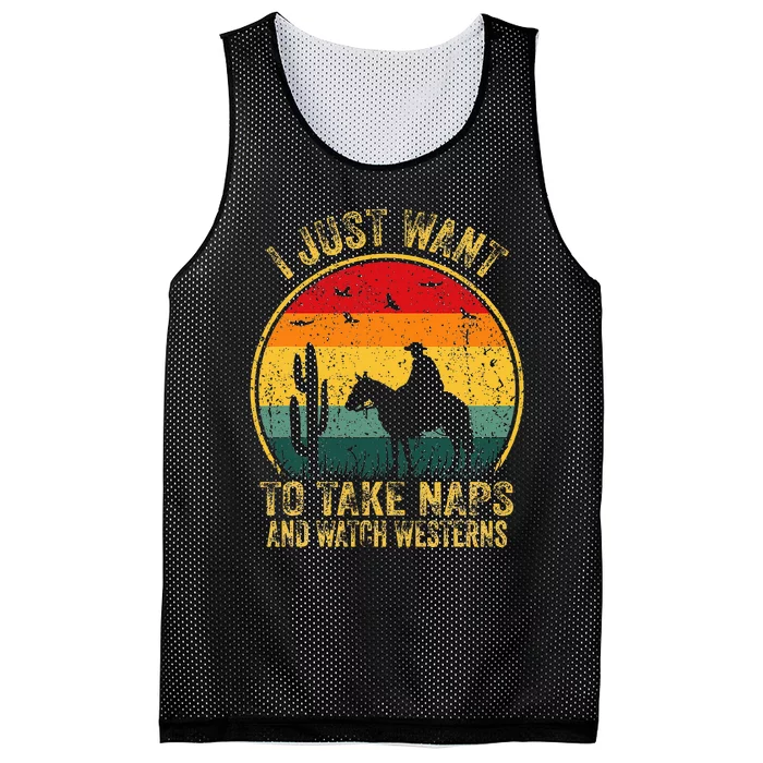 I Just Want To Take Naps And Watch Westerns Mesh Reversible Basketball Jersey Tank