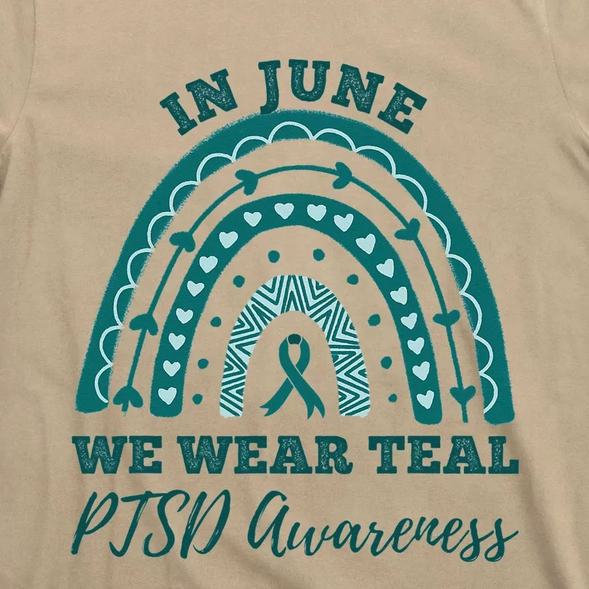 In June We Wear Teal PTSD Awareness Rainbow T-Shirt