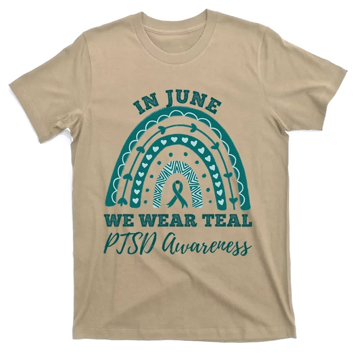 In June We Wear Teal PTSD Awareness Rainbow T-Shirt